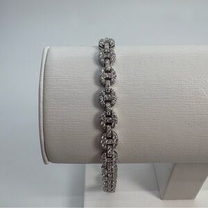 Certified Silver 925 Authentic Moissanite Gucci Link Tennis Bracelet (Brand New)